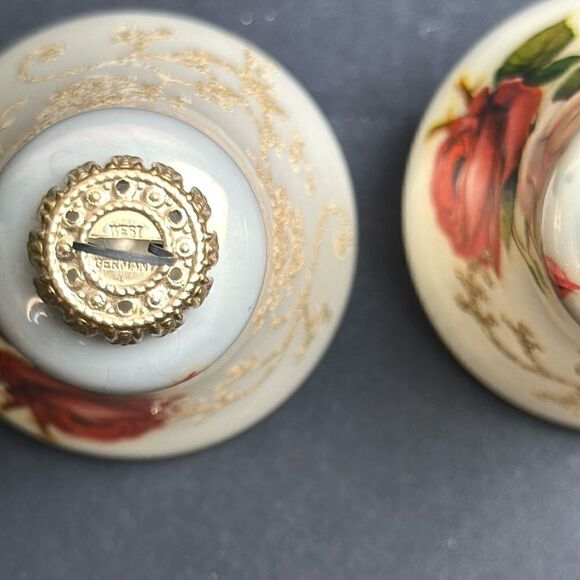 Two West Germany Christmas Bell Shaped Glass Ornaments Victorian Roses - Picture 9 of 11